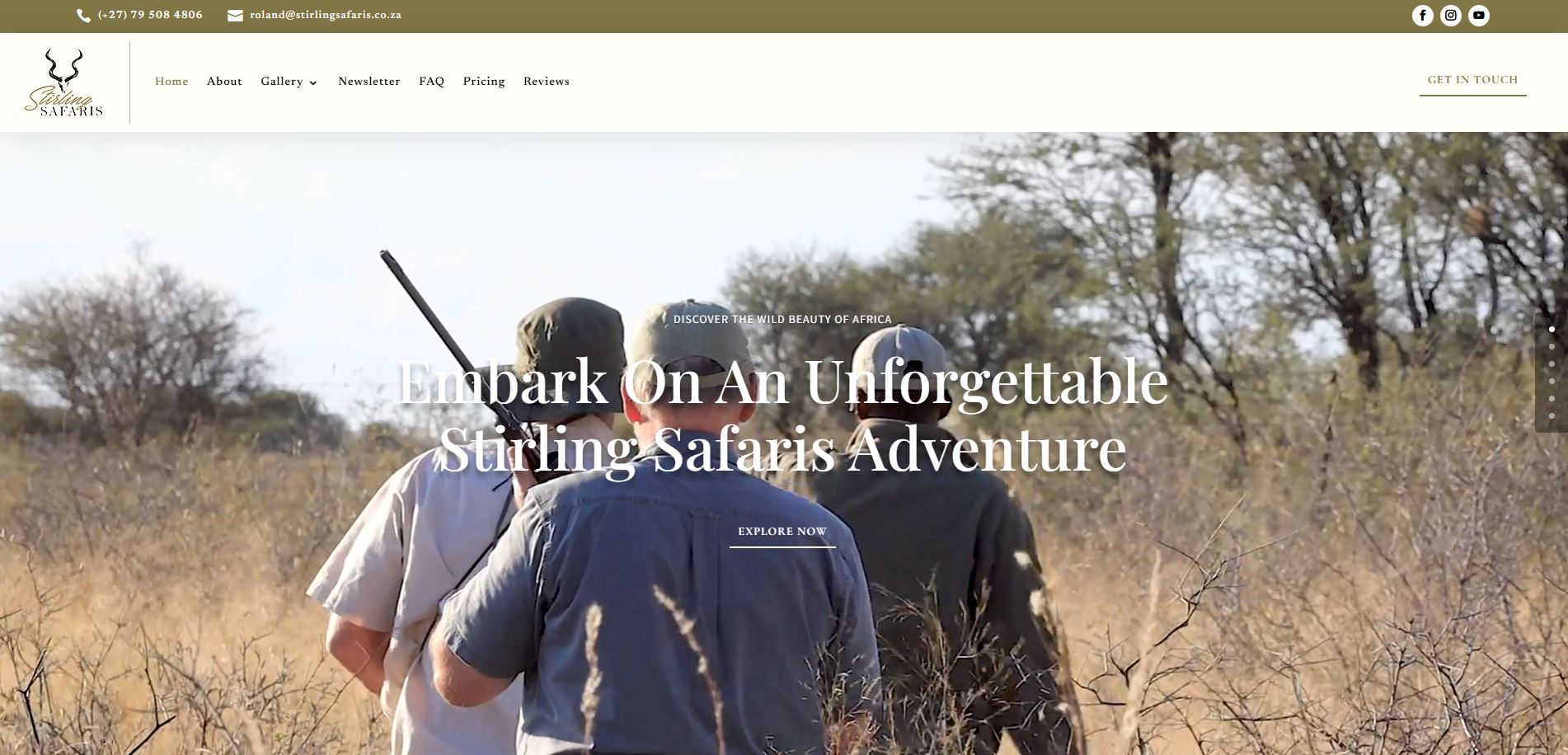 Stirling Safaris website designed by weDesiign for international safari enquiries