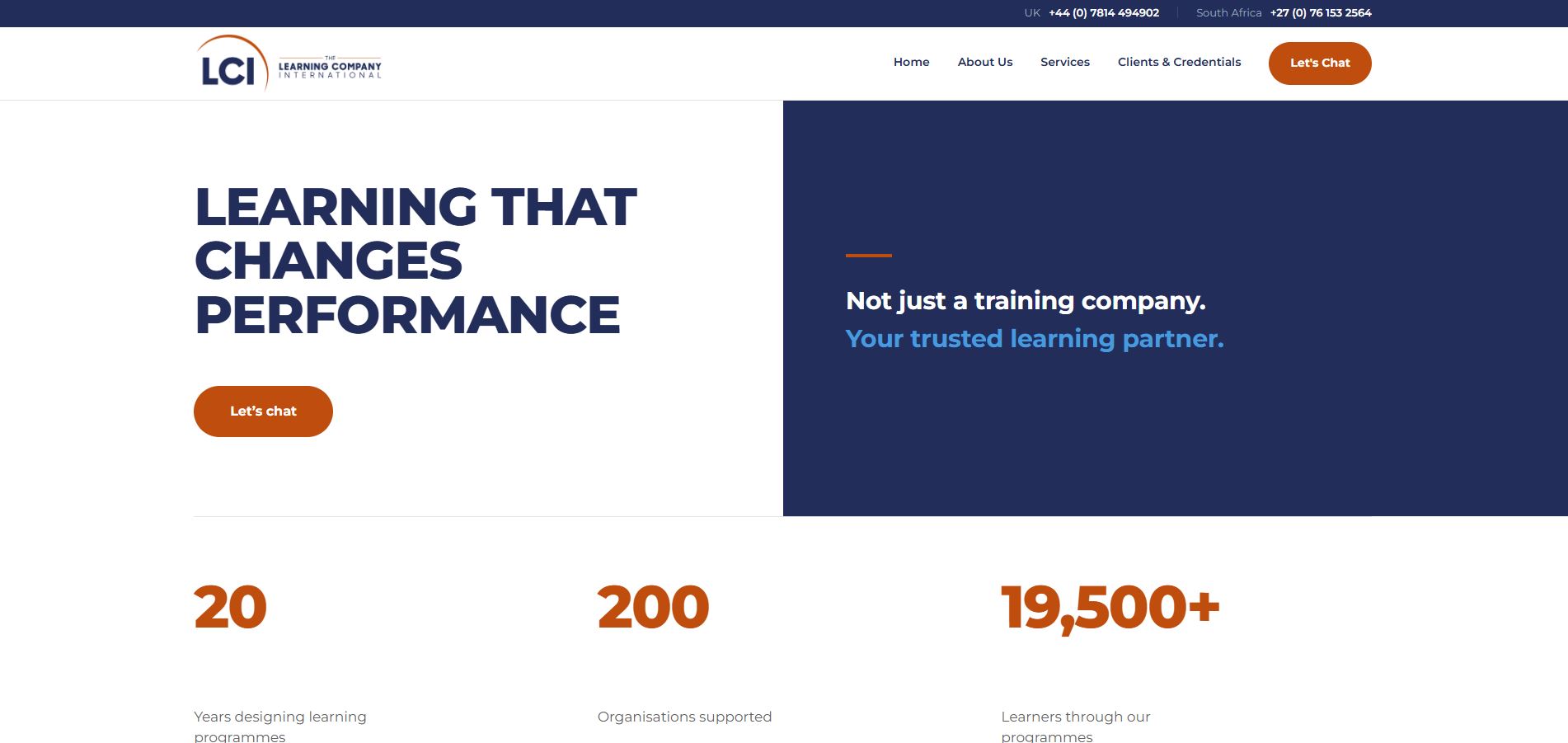 The Learning Company International website built by weDesiign for a UK education provider